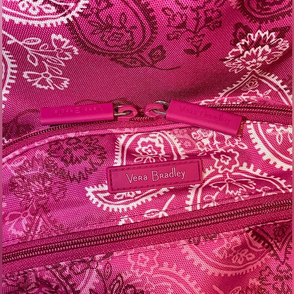 Vera Bradley Pink & White Paisley Print Backpack EUC - Picture 2 of 10